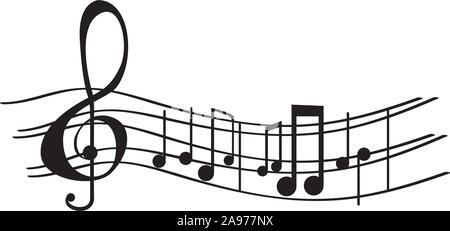 Isolated musical pentagram with musical notes - Vector illustration Stock Vector