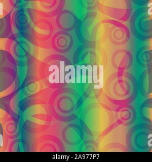 Seamless Abstract Background, Tile Striped Colorful Pattern with Rings. Vector Stock Vector