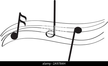 Isolated musical pentagram with musical notes - Vector illustration Stock Vector