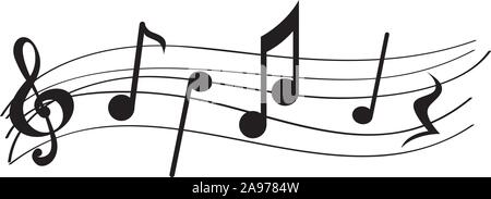 Isolated musical pentagram with musical notes - Vector illustration Stock Vector