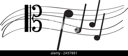 Isolated musical pentagram with musical notes - Vector illustration Stock Vector