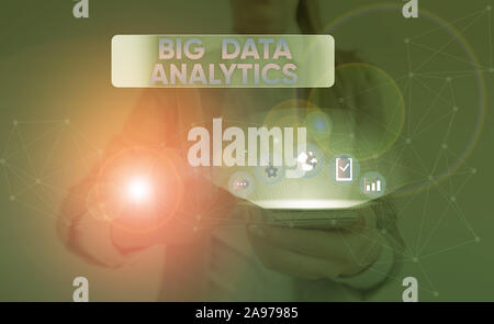 Word writing text Big Data Analytics. Business photo showcasing The process of examining large and varied data sets Stock Photo