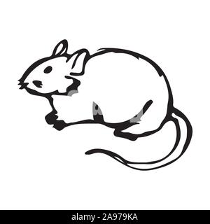 Hand sketch illustration of rat hand drawn mouse Stock Vector