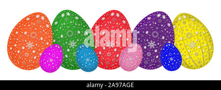 Colorful Easter Eggs isolated against white background Stock Photo
