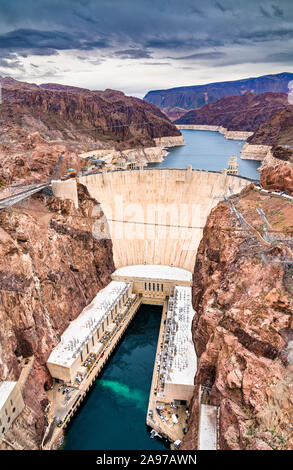 Hoover Dam on the Colorado River, the USA Stock Photo