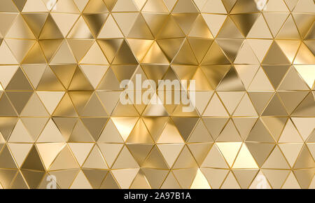 polygonal background with triangular shapes in gold. 3d render. Stock Photo