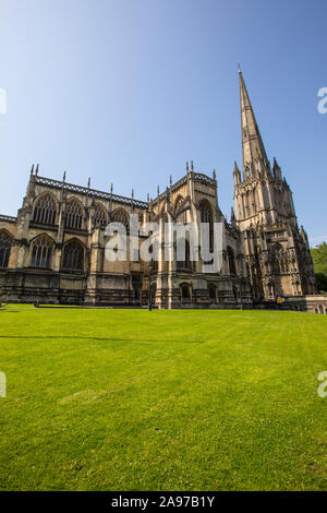 Bristol, UK - June 29th 2019: St. Mary Redcliffe church in the city of Bristol in England.