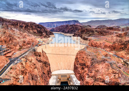 Hoover Dam on the Colorado River, the USA Stock Photo