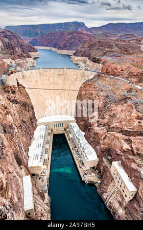 Hoover Dam on the Colorado River, the USA Stock Photo