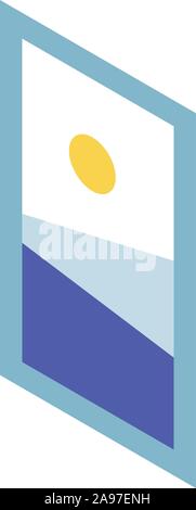 Landscape picture icon, isometric style Stock Vector