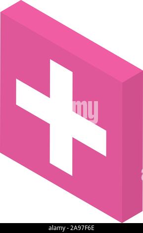 Plus sign icon, isometric style Stock Vector