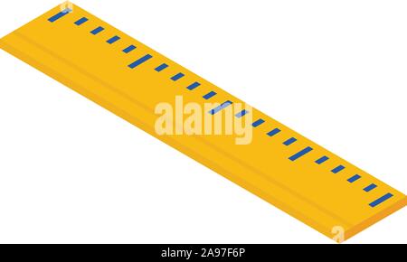 Wood ruler icon, isometric style Stock Vector