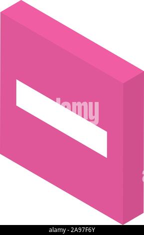 Minus operation icon, isometric style Stock Vector