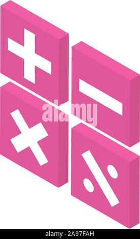 Calculator operation icon, isometric style Stock Vector