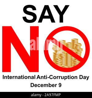 International anti-corruption day, say no to corruption United against corruption Stock Vector