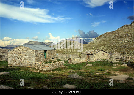 traditional stone houses in Tobamzga Plateau on Eastern Black sea region of Turkey in Ardeşen Rize. Stock Photo