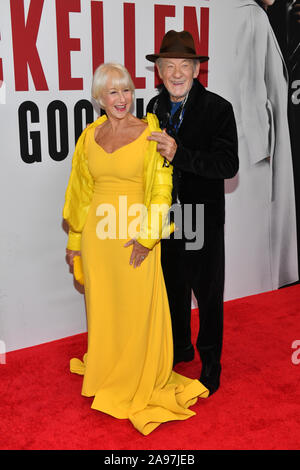 Helen Mirren and Sir Ian McKellen attend 'The Good Liar' New York Premiere on November 06, 2019 in New York City. Stock Photo