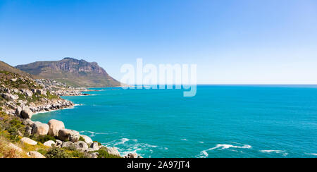 Elevated view of Llandudno beach and seaside town of Cape Town Stock Photo