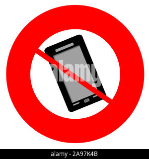 Concept sign mobile phone switch off on white background Stock Photo