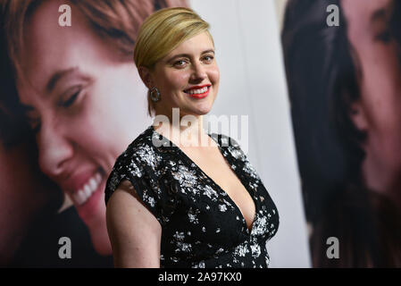 Greta Gerwig attends 'Marriage Story' New York Premiere at Paris Theater on November 10, 2019 in New York City. Stock Photo