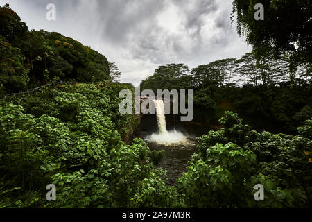 The view overlooking Rainbow falls near Hilo, Big Island of Hawaii Stock Photo