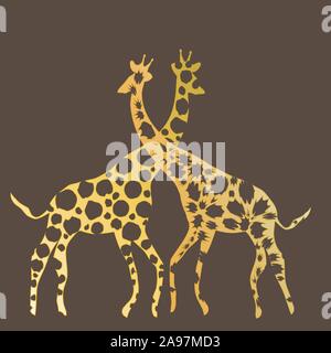 Animal vector illustration. Wild african giraffe. beauty nature in vector design. Good for brand logo, wallpers, background. Simply and trendy flat gr Stock Vector