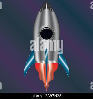 Space rocket vector illustration in flat design. For the brand logo, background, wallpers, effects for being in trend and etc. Different type of graph Stock Vector