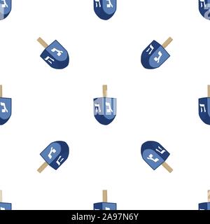 Illustration on theme big colored pattern Hanukkah, seamless set dreidel. Seamless pattern consisting of collection dreidel, accessory holiday Hanukka Stock Vector