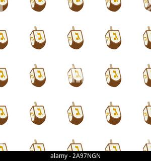 Illustration on theme big colored pattern Hanukkah, seamless set dreidel. Seamless pattern consisting of collection dreidel, accessory holiday Hanukka Stock Vector