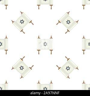 Illustration on theme big colored pattern Hanukkah, seamless set torah. Seamless pattern consisting of collection antique torah, accessory holiday Han Stock Vector