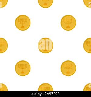 Illustration on theme big colored pattern Hanukkah, seamless set menorah. Seamless pattern consisting of collection menorah, accessory holiday Hanukka Stock Vector