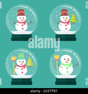 snowman inside Christmas decoration Stock Vector