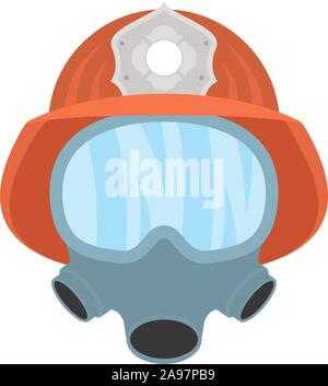 firefighter helmet with mask flat style icon vector illustration design Stock Vector