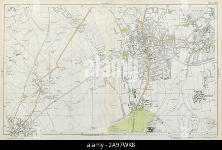 SUTTON Cheam Epsom Belmont Carshalton Ewell Banstead Downs. BACON  1920 map Stock Photo