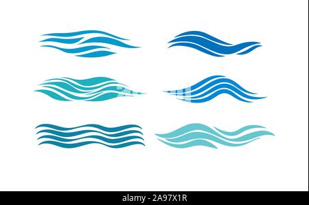 Wave. Set of images of the wave design, flat design. Stock Vector
