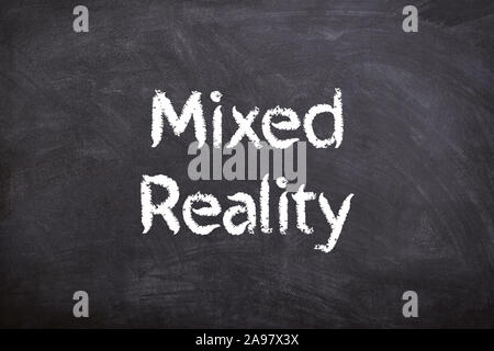 Mixed Reality - Schrift/Font- Kreide/chalk -Tafel/board Stock Photo