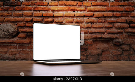 Laptop template isolated on white. Mockup. Stock Photo