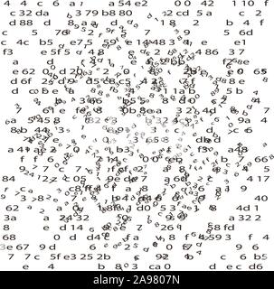 Random Hex and binary code, Isolated on white for you web, internet data background Stock Vector