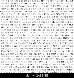 Random Hex and binary code, Isolated on white for you web, internet data background Stock Vector