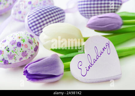 Invitation and Easter decoration Stock Photo