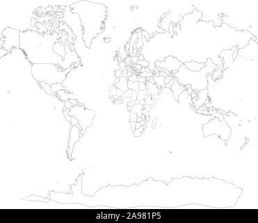 World Map Silhouette isolated on background. Flat Earth template for ...