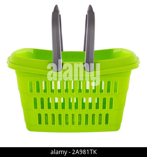 Green basket on white background Stock Photo