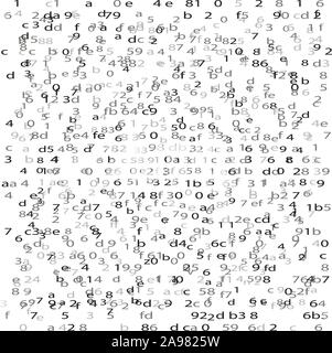 Random Hex and binary code, Isolated on white for you web, internet data background Stock Vector