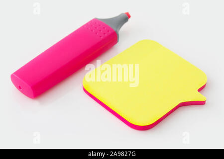 Pink highlighter with notice Stock Photo