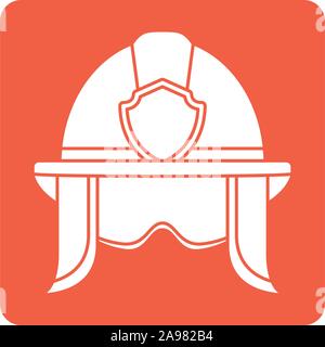 firefighter helmet with goggles block line style icon vector illustration design Stock Vector