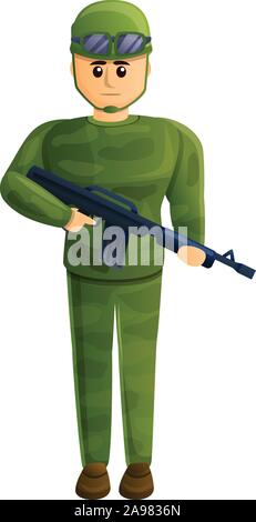Combat soldier icon. Cartoon of combat soldier vector icon for web design isolated on white background Stock Vector
