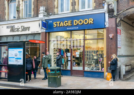 Stage Door dancewear shop in Bromley High Street, south London. Stock Photo