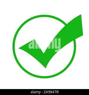 Check mark green colored in the circle. Vector Stock Vector