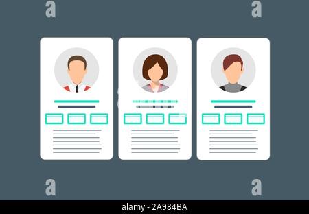 Personal info data icon. User or profile card details symbol, identity document with person photo and text. Stock Vector
