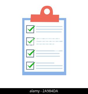 Check list in the notebook isolated on white. Vector illustration Stock Vector